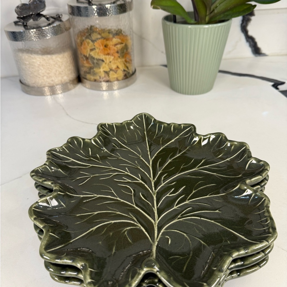 Vintage Haeger Green Leaf Platter 263 USA 10”